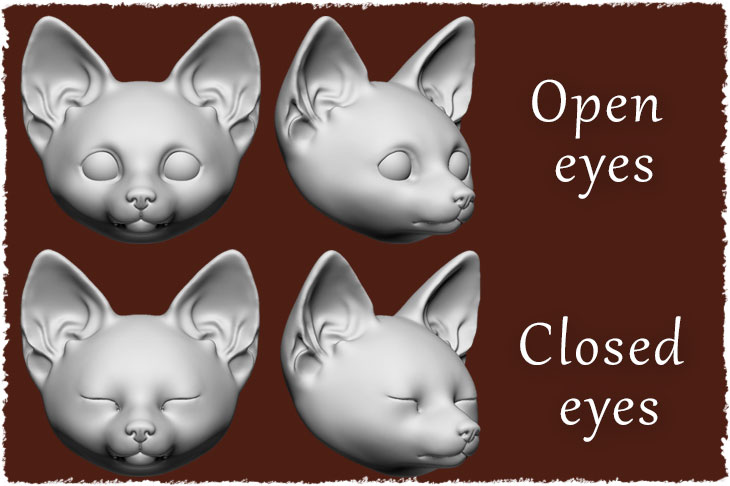 Open and closed eyes are available for BJD fox cub