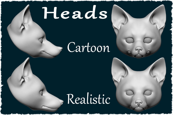 The types of the adult fox doll head.