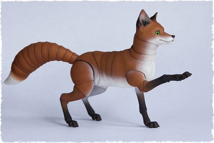An adult fox is a 3D printed ball jointed doll
