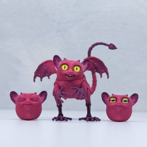 #42 BJD little 4cm Tarsier with wings and horns, light-red